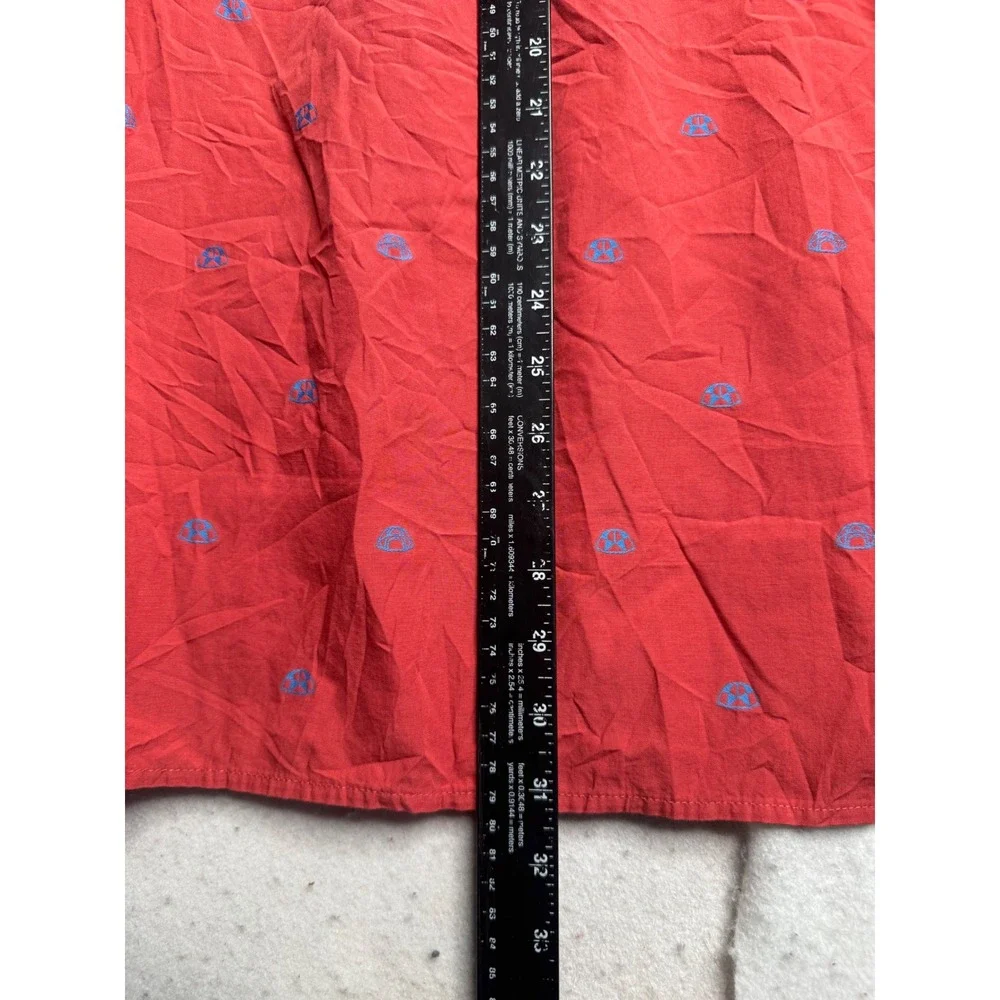 The North Face Mens XXL Red Blue Dome Logo Print Short Sleeve Button Down Shirt